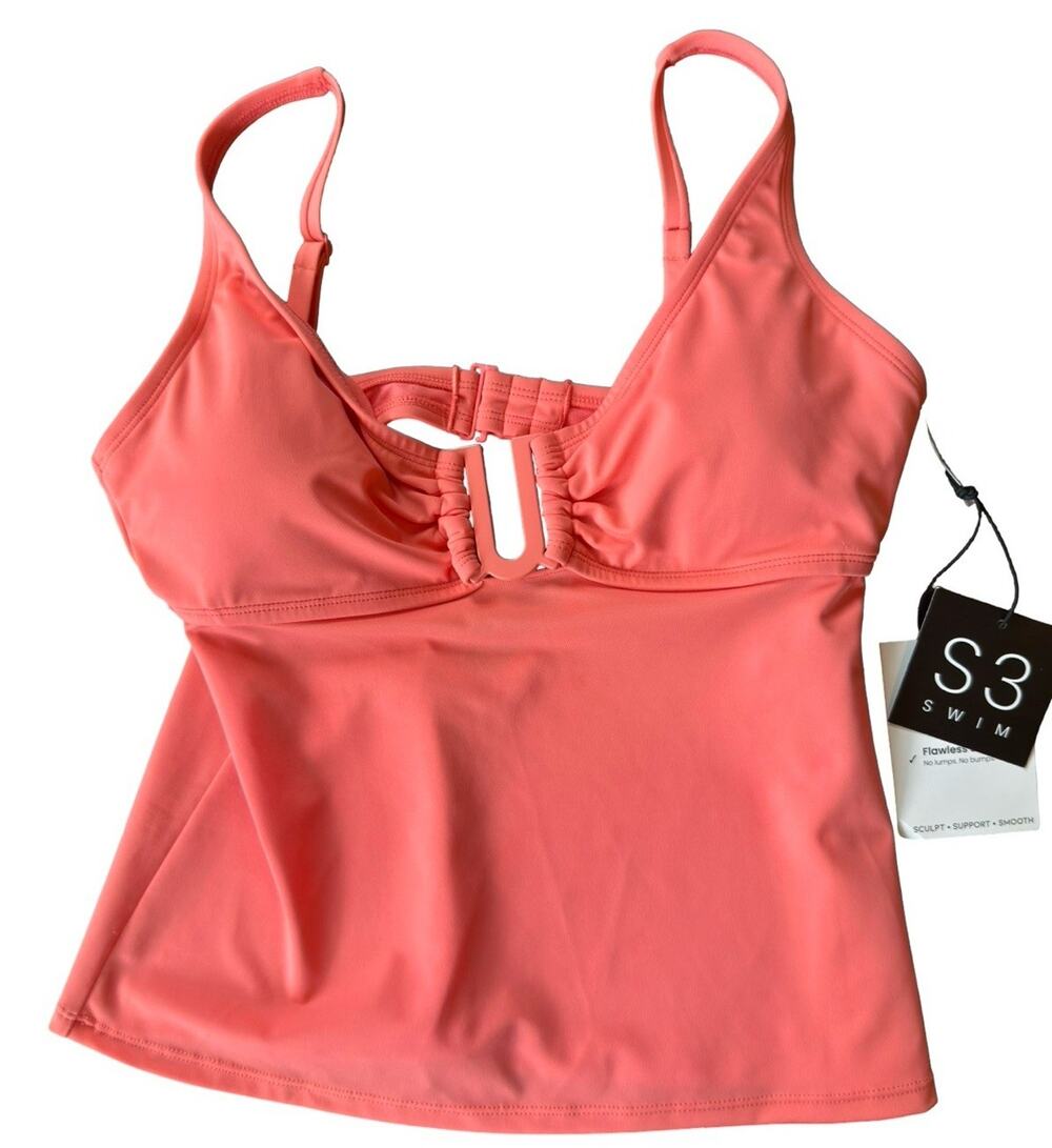 S3‎ Swim Watermelon Tankini Top Womens Small NWT UPF 50+ Coral Pink
